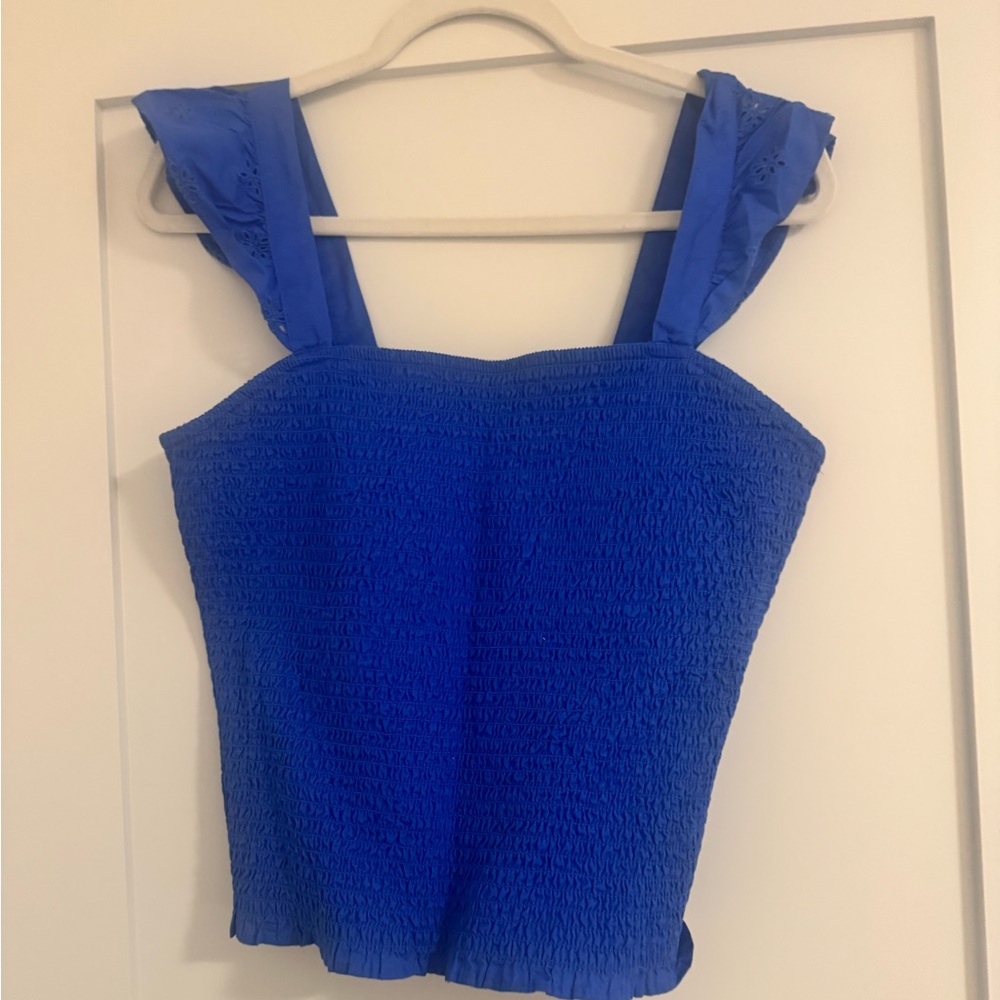 NW Old Navy Womens L Blue Sleeveless Elastic-Waist Stretchy top